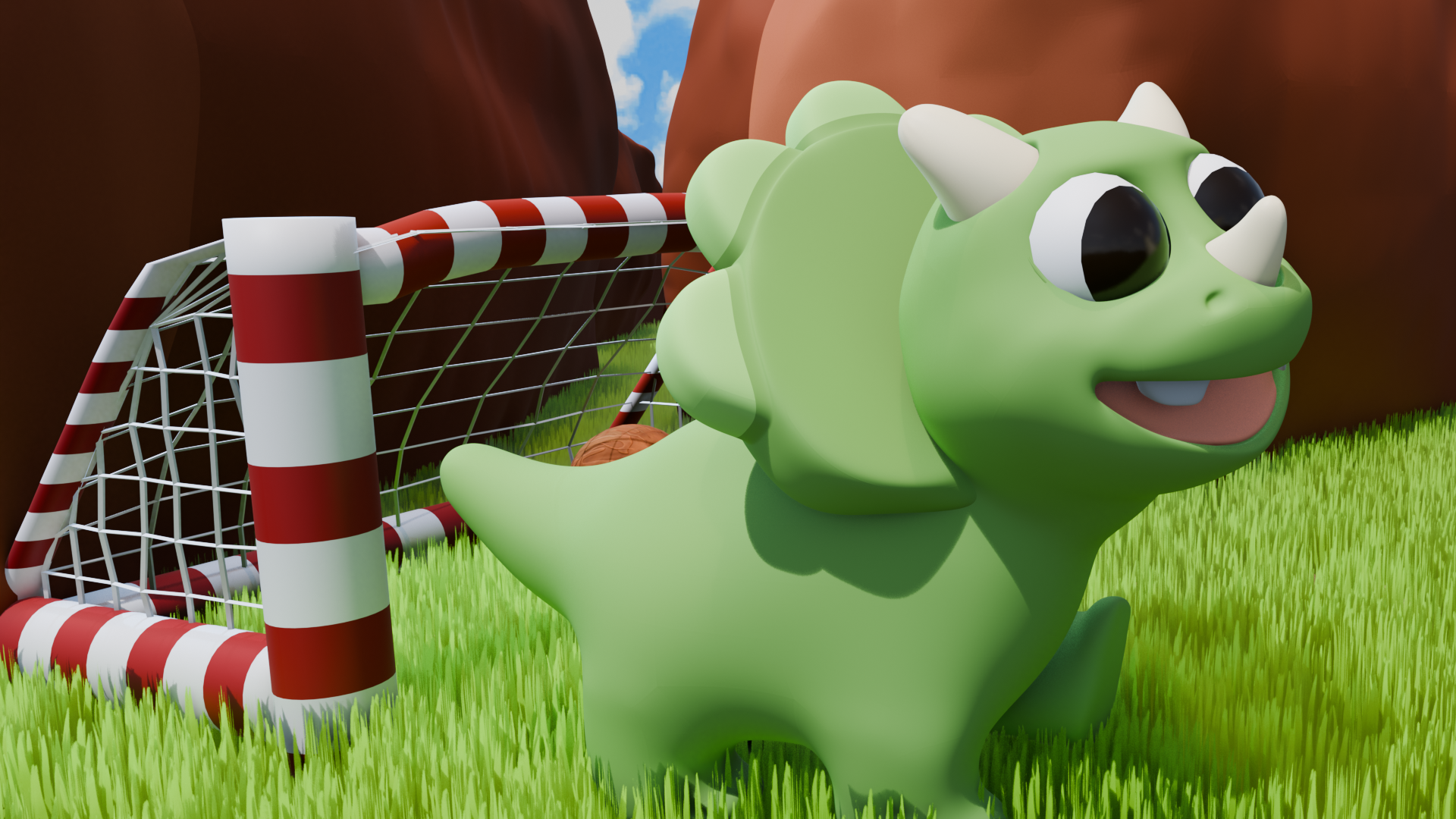 Rendered stylized grass created with the Blender grass tool